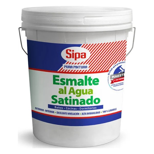 Esmalte al Agua Satinado Blanco 4 galones Sipa